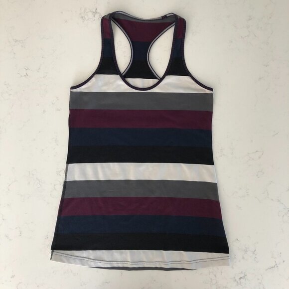 Lululemon Racer Back Stripped Top Navy White Blue Black Gray Sz S/M no tag - Picture 8 of 8